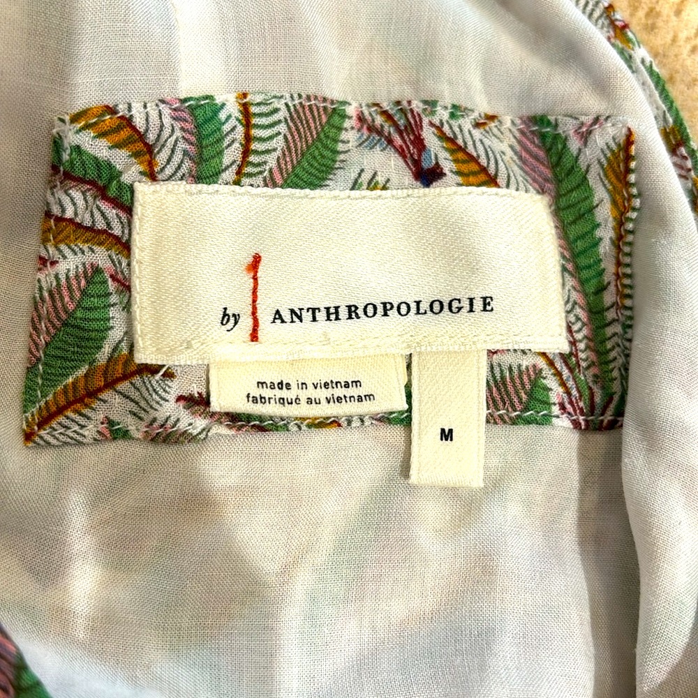 REDUCED Anthropologie Maddie High Neck Romper, leaf green print - Picture 8 of 9